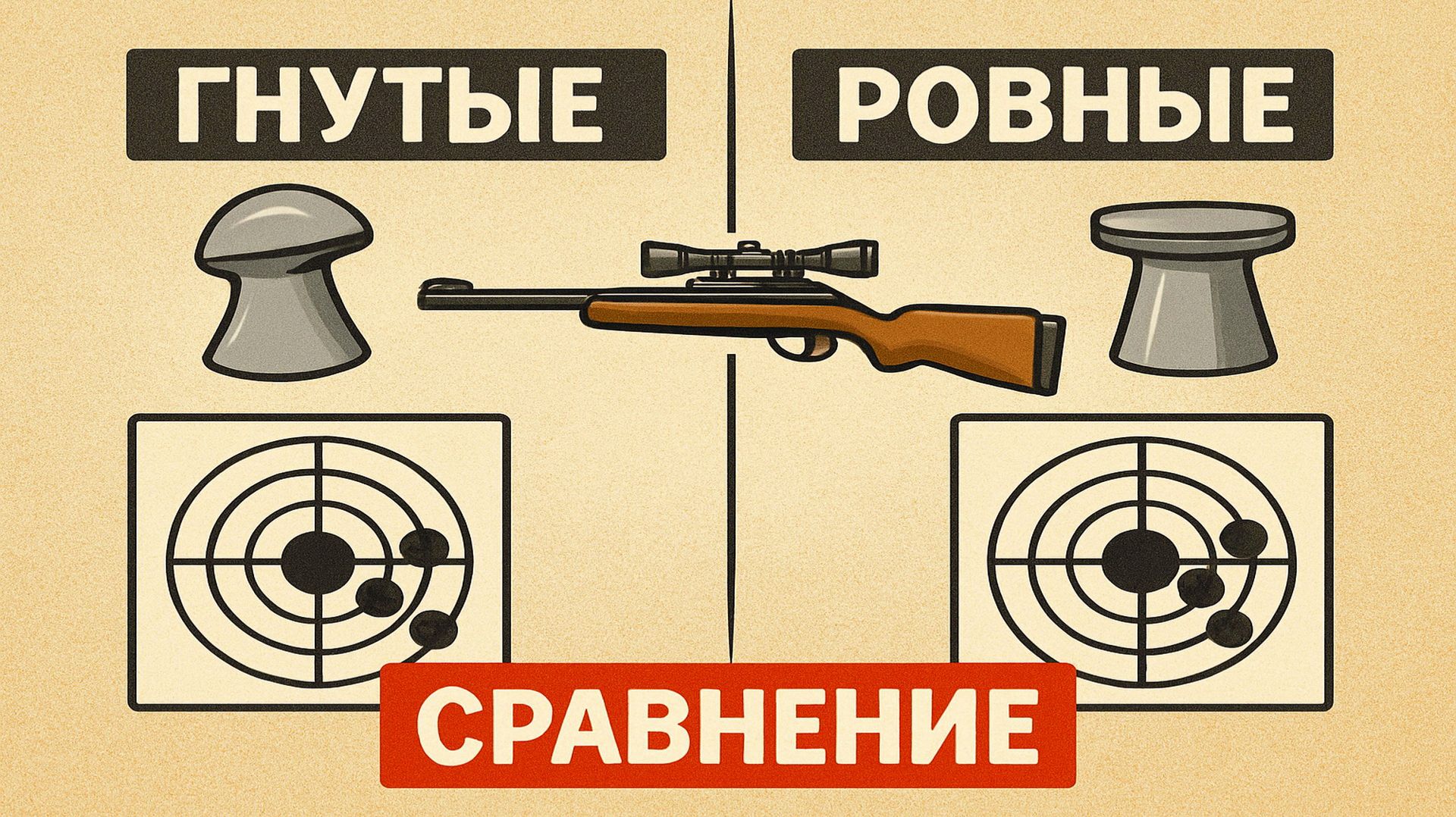 Сравнение точности стрельбы из МР 512 гнутыми пульками и ровными