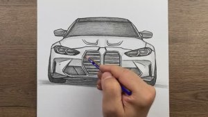 Как нарисовать автомобиль BMW M4 шаг за шагом карандашом