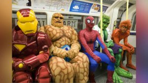 Самое смешное видео в мире, приколы! Сходка супергероев в метро