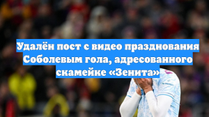 Удалён пост с видео празднования Соболевым гола, адресованного скамейке «Зенита»