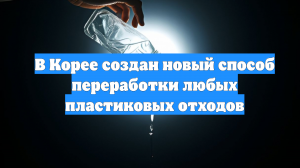 В Корее создан новый способ переработки любых пластиковых отходов