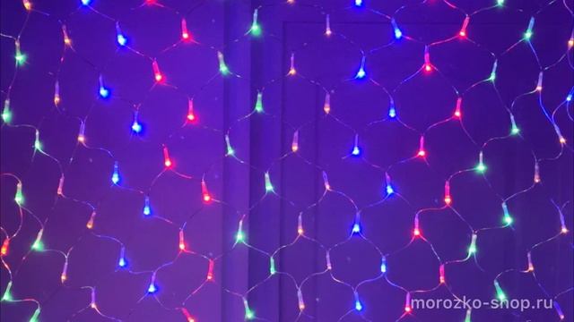Гирлянда Сетка 1.5*1 м, 144 разноцветных LED ламп, прозрачный ПВХ, контроллер, IP44, NTLD144C-M