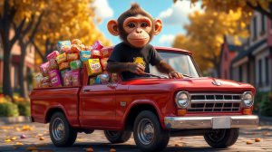 Мультики для детей.У обезьянки целая машина конфет/видео про обезьянку и его друзей