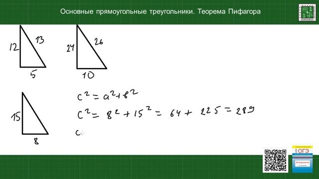 Основные прямоугольные треугольники