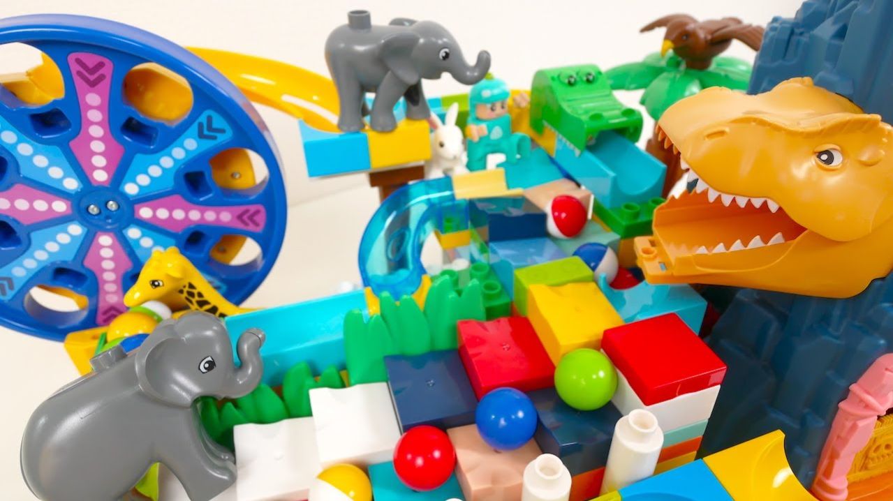 СТРОИМ ГОРКУ ДЛЯ ШАРИКОВ С ДИНОЗАВРОМ И СЛОНАМИ АСМР ВИДЕО ДЛЯ ДЕТЕЙ ДЕТСКИЙ КАНАЛ ИГРАЛКИ-ЗАЛИПАЛКИ