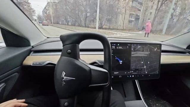 Tesla model 3 Работа полного автопилота FSD Supervisor
