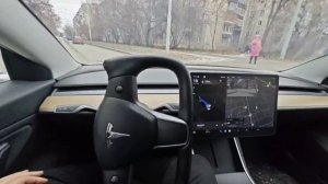 Tesla model 3 Работа полного автопилота FSD Supervisor