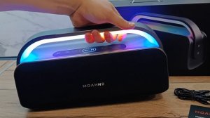 обзор портативной акустической колонки Урал Молния КВАРК, шикарный звук, мощная подсветка, IPX4