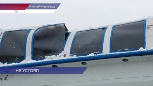 Верхняя часть конструкции памятника «Метеор» в Нижнем Новгороде деформировалась из-за снега