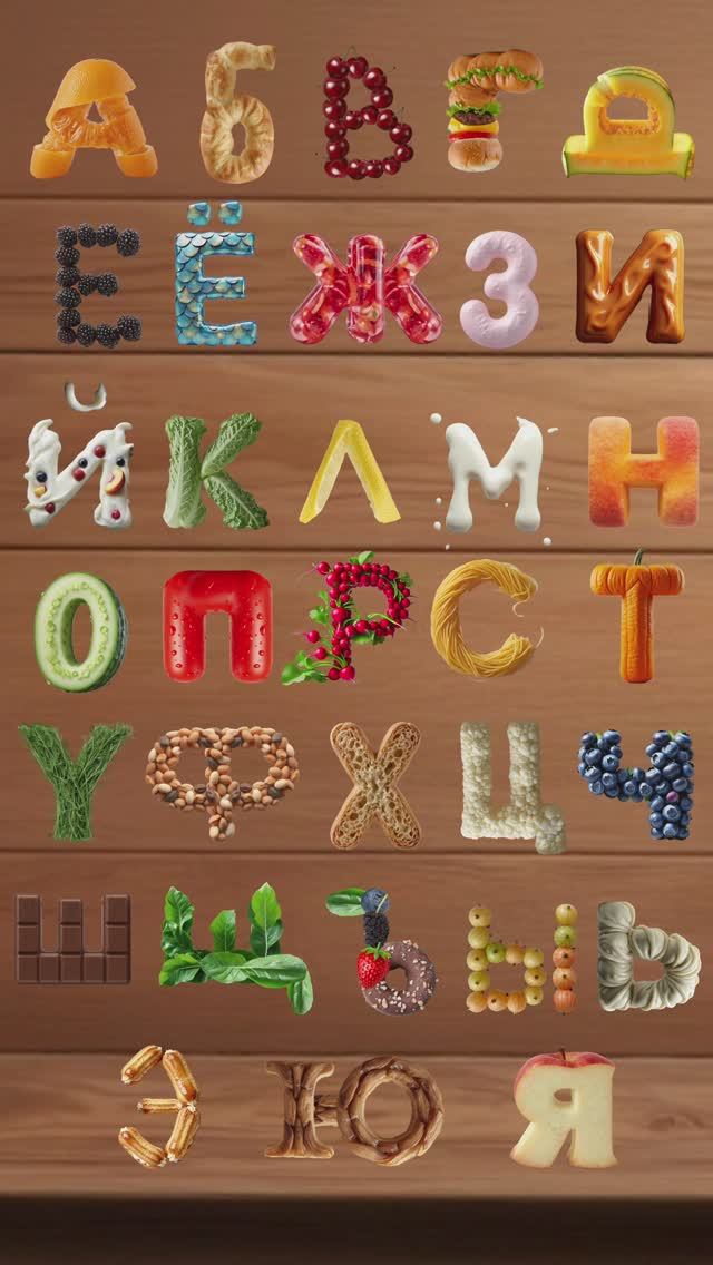 алфавит. вкусный алфавит. песенка алфавит. русский алфавит
