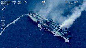 Появились кадры атакованного ВСУ российского газовоза в Средиземном море.