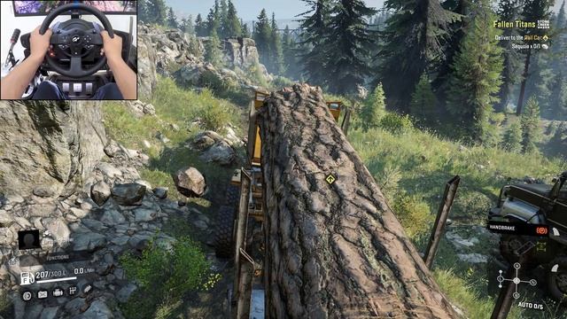 Погрузка и перевозка гигантского ствола 🌲 SnowRunner на Thrustmaster T300RS 🔥