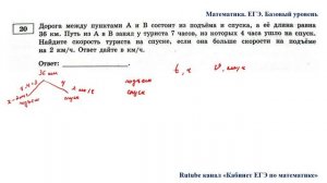 ЕГЭ. Математика. Базовый уровень. Задание 20. Дорога между пунктами А и В состоит из подъёма и