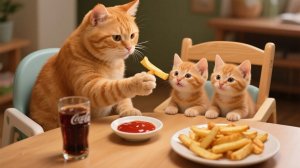 Мама-кошка и ее котенок копают картошку и вместе делают хрустящий картофель фри!