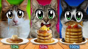 10% VS 50% VS 100% от ЕДЫ ЧЕЛЛЕНДЖ! КТО из КОТОВ ПОБЕДИТ В ЧЕЛЛЕНДЖЕ_
