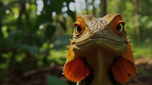 Плащеносная ящерица пугает врагов своим воротником