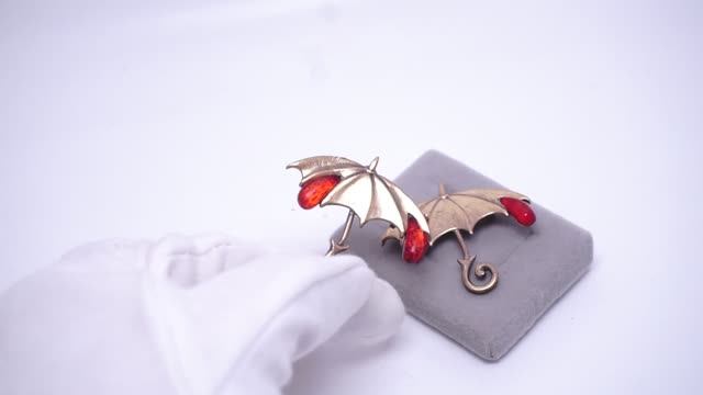 Брошь изящная Зонтик янтарь бронза винтаж бижутерия зонт стильная 192 №2