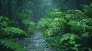Лёгкий дождь в густом лесу | 1 час