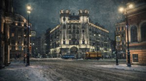 Полночь. Снег. Пустой проспект