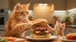 Рыжик и мама-кошка готовят вкуснейшие бургеры 🍔 и строят новый дом 🏠 для бездомных животных 🐾