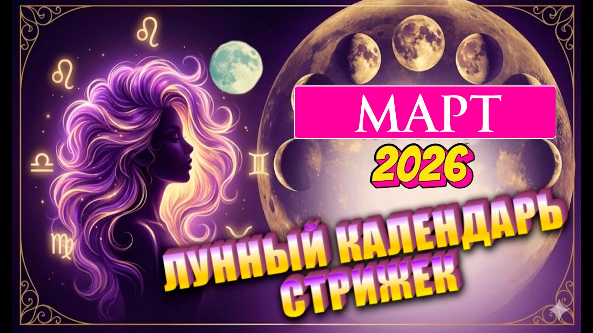 ЛУННЫЙ КАЛЕНДАРЬ СТРИЖЕК и Причесок НА Март 2026💇 БЛАГОПРИЯТНЫЕ  И НЕБЛАГОПРИЯТНЫЕ ДНИ