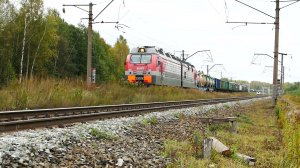 Электровоз 2ЭС5К-466 с грузовым поездом не перегоне Линда - Тарасиха