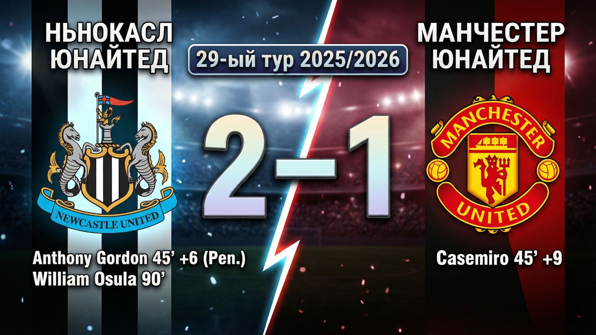 ГОЛЫ НЬЮКАСЛ ЮНАЙТЕД - МАНЧЕСТЕР ЮНАЙТЕД // 29-ЫЙ ТУР АПЛ 25/26