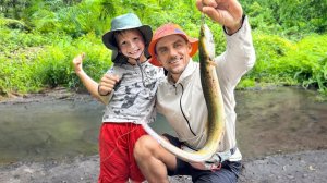 Учу ВЫЖИВАНИЮ в джунглях! Первый день примитивная рыбалка, ловушки на креветок и добыча огня