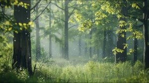 Весенний лес после дождя (капли + птицы) | 1 час