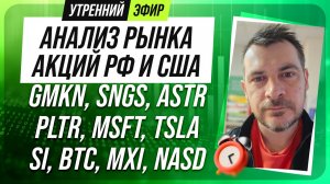 Анализ рынка акций РФ и США/ GMKN, SNGS, ASTR, PLTR, MSFT, TSLA/ SI, BTC, MXI, NASD