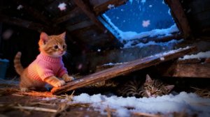 Рыжик спас потерявшегося котенка в снежную бурю ☀️❤️  Эмоциональная зимняя история