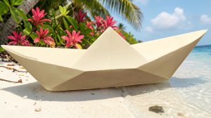 Простой бумажный кораблик оригами