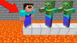 ЗОМБИ СЕЙЧАС СКИНУТ НУБА В ЛАВУ МАЙНКРАФТ ! НУБ ПРОТИВ ТРОЛЛИНГ ЛОВУШКА MINECRAFT Мультик