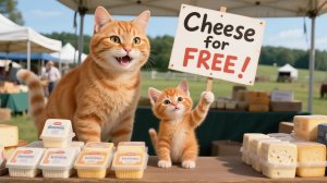 Рыжик и мама-кошка делают сыр на ферме и раздают его бесплатно на рынке 🧀💛
