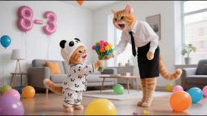 Джинджер готовит специальную вечеринку для мамы-кошки в Женский день 🎉🐱💐 Смешные видео с кошками