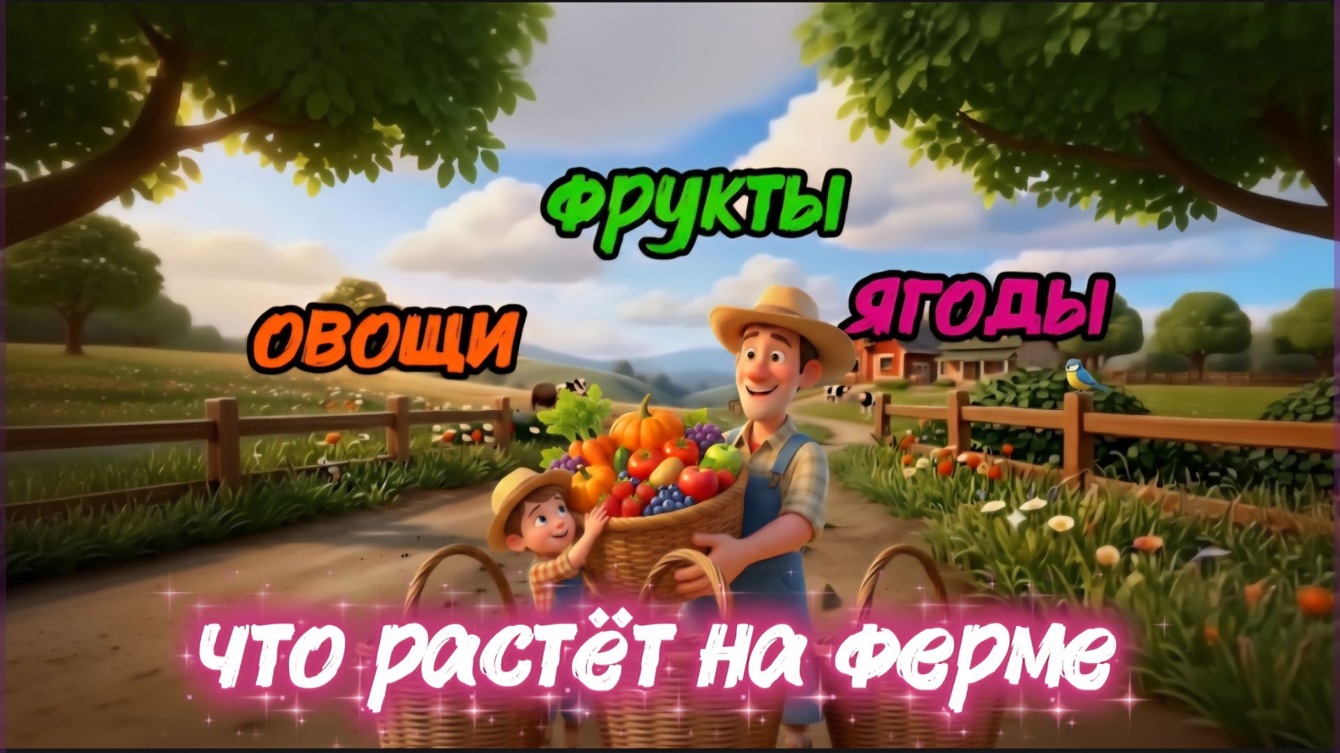 овощи фрукты и ягоды для детей. что растёт на ферме. развивающий мультфильм для детей