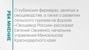 Занятость кубанских фермеров в овощеводстве и развитие сельского туризма в регионе || РБК Мнение