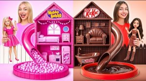 Строим Удивительный Кукольный Домик | Жевательная Резинка vs Шоколадный Челлендж