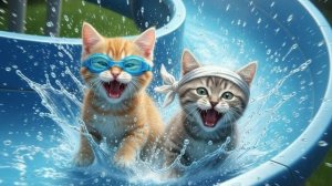 Приключение двух котят в аквапарке Мечтательное мяуканье