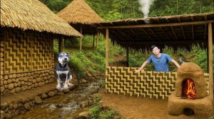 Построил уютную кухню в лесу всего за один день. Серия 11