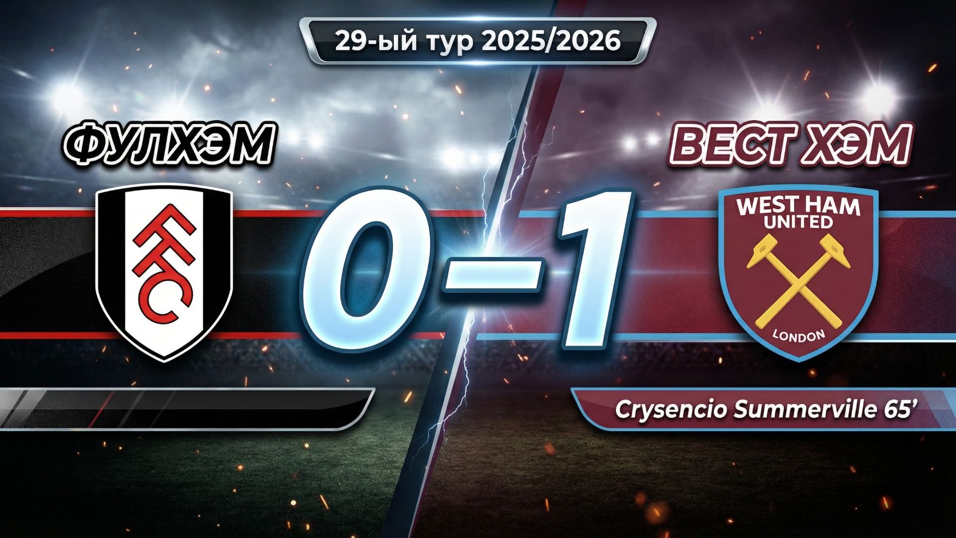 ГОЛЫ ФУЛХЭМ - ВЕСТ ХЭМ // 29-ЫЙ ТУР АПЛ 25/26
