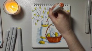 Как нарисовать вазу с вербой просто ?Урок №58