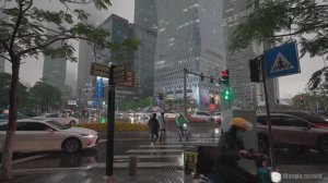 Прогулка под дождем, Новый город Чжуцзян, Гуанчжоу, Китай