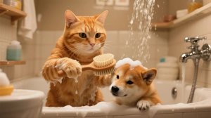 Рыжик и мама-кошка берут в семью бездомного щенка сиба-ину и вместе готовят вкусные суши с лососем!