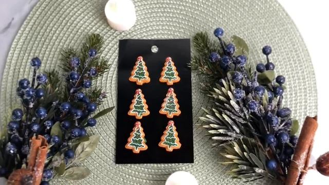 Набор для декорирования ВЕСЁЛЫЕ ЁЛОЧКИ на липучках, зелёные, полистоун, 4 см, 6 шт., 59-1273