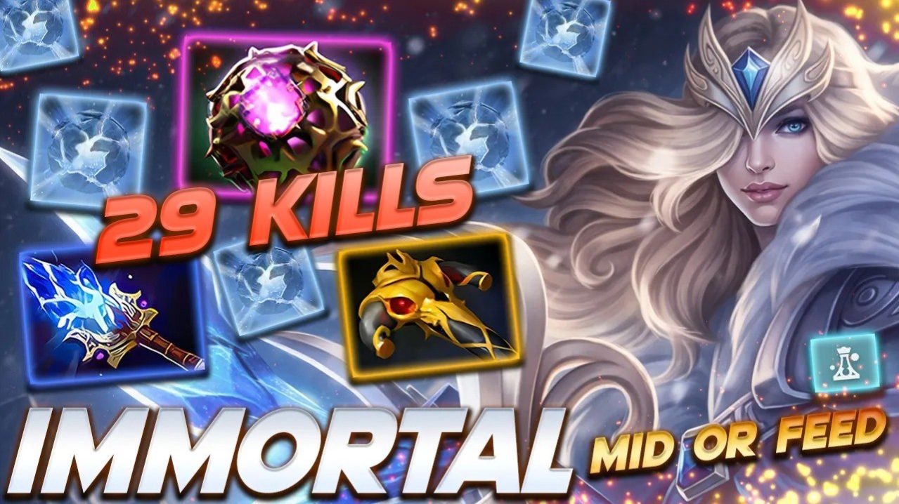 Crystal Maiden 29 KILLS MID OR FEED! — профессиональный геймплей в Dota 2 [Смотри и учись]