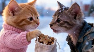 Джинджи Поделилась Своим Имбирным Печеньем С Замерзающим Котенком… ❤️❄️