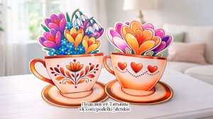 Весенняя поделка "Букет в чашке" своими руками