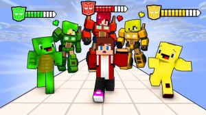 Джей Джей, Майки и Бананакид убегают от влюбленных девочек-трансформеров. Майнкрафт Мультик