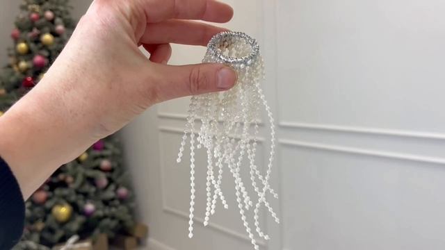 Мини-венок для свечей и декорирования БИСЕРНЫЙ ФОНТАН, белый, 2.5 см, L520-W1